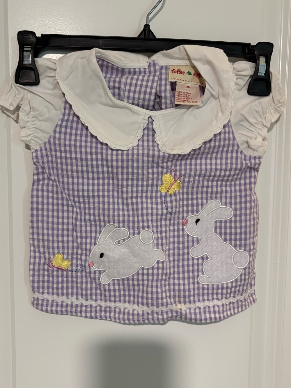 Toffee Apple Purple Gingham Bunny Top & Bloomer Shorts Set 12M